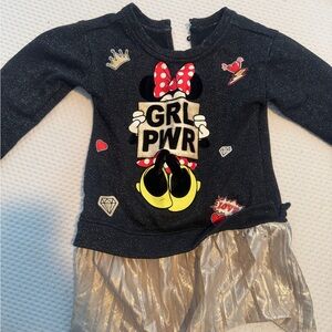 Disney Minnie Mouse GRL PWR Sweatshirt - Black and Gold